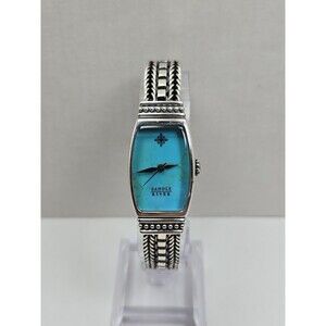 Vintage Saddle River Womens Turquoise Dial Silver Tone Tonneau Watch New Battery